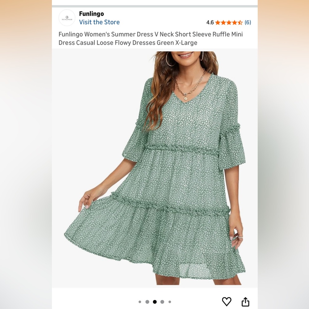 Funlingo Green and White Mini Dress